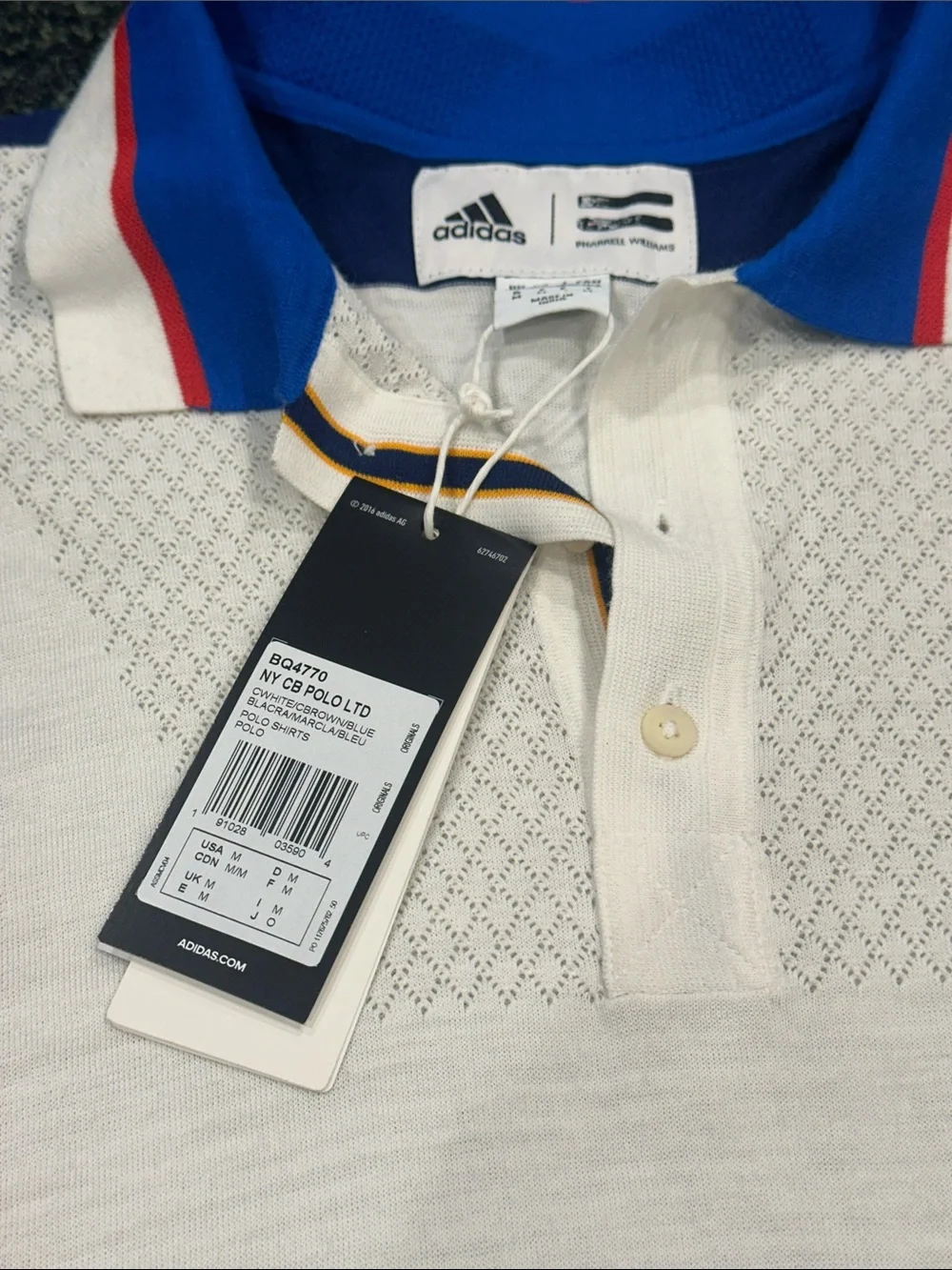 ADIDAS Pharrell Williams NY CB Colorblock Polo LTD men’s shirt sz M new with tag